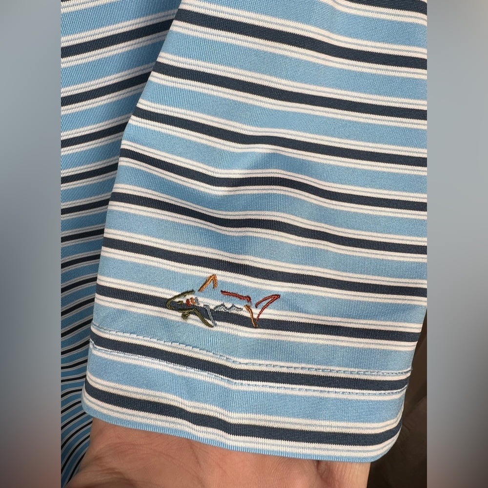 EUC Greg Norman Light Blue Striped Polo Shirt - Picture 5 of 7